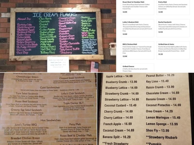 Leiby's Ice Cream House & Restaurant Menu