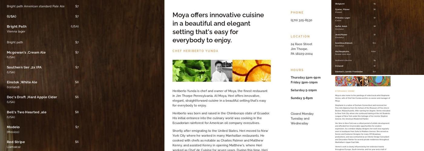 Moya Menu