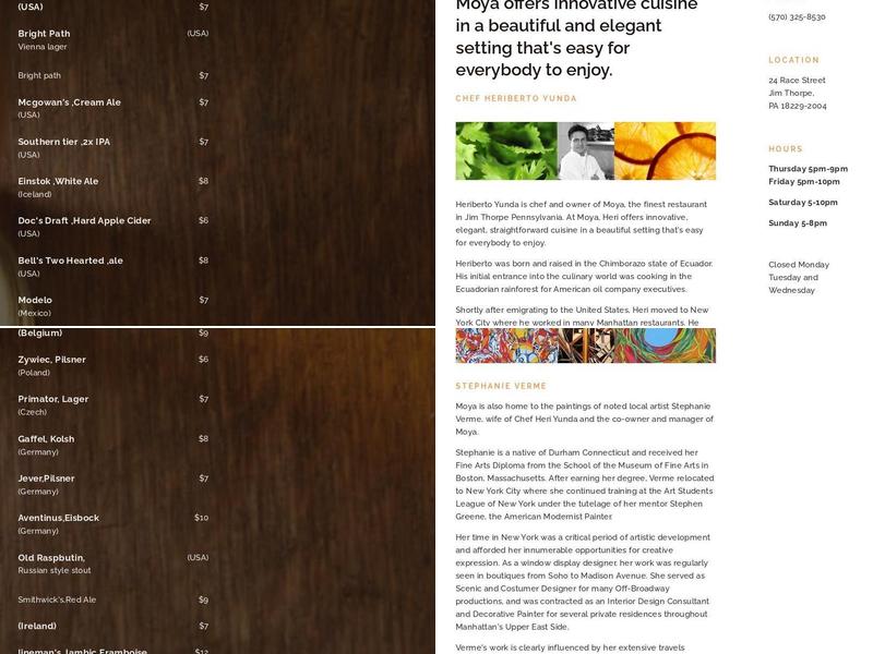 Moya Menu