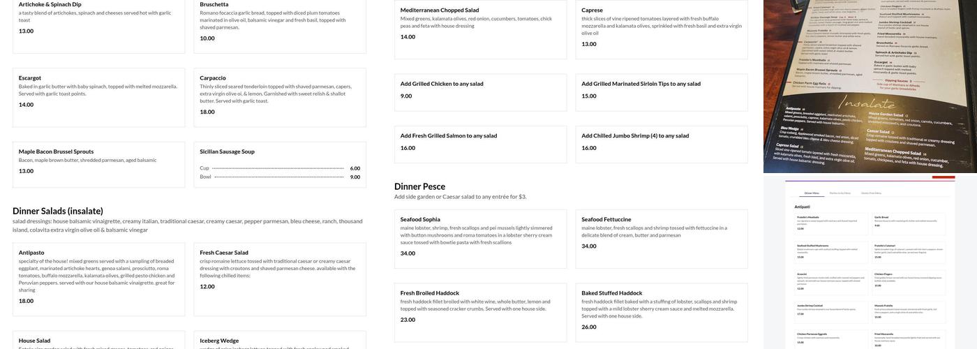 Fratello's Italian Grille Menu