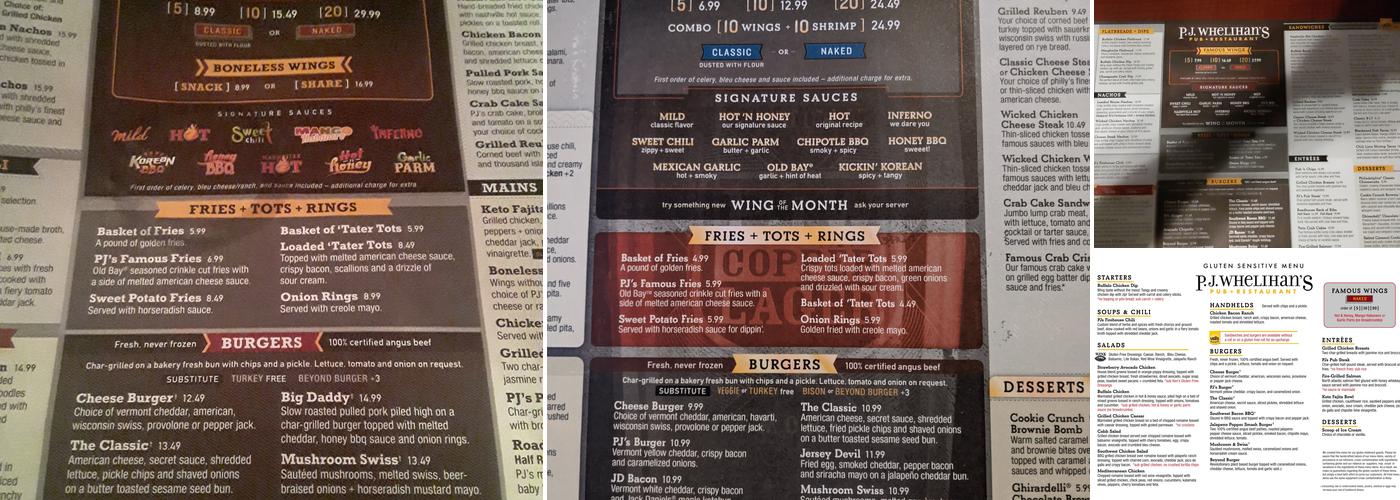 P.J. Whelihan's Pub + Restaurant - Lehighton Menu