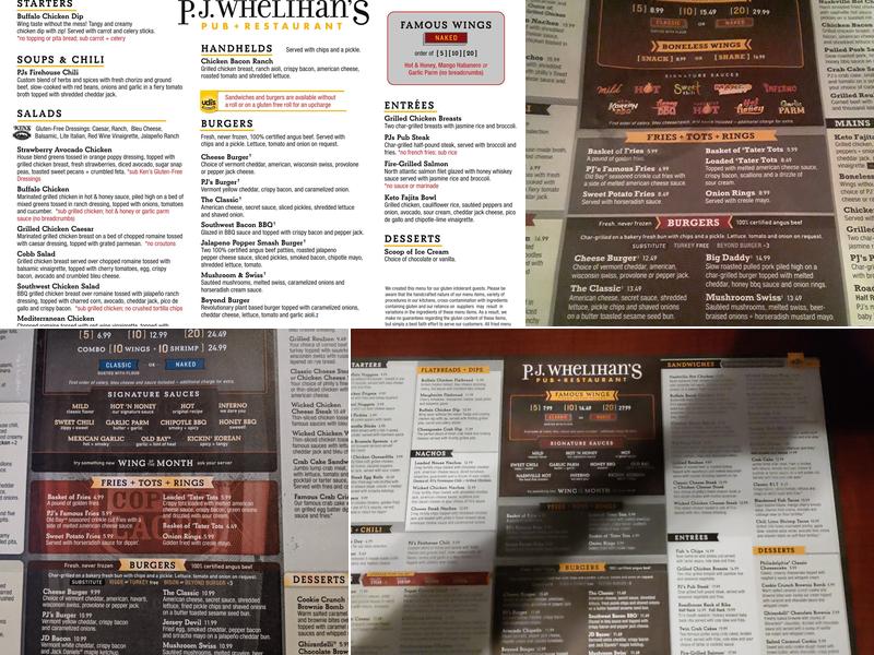 P.J. Whelihan's Pub + Restaurant - Lehighton Menu