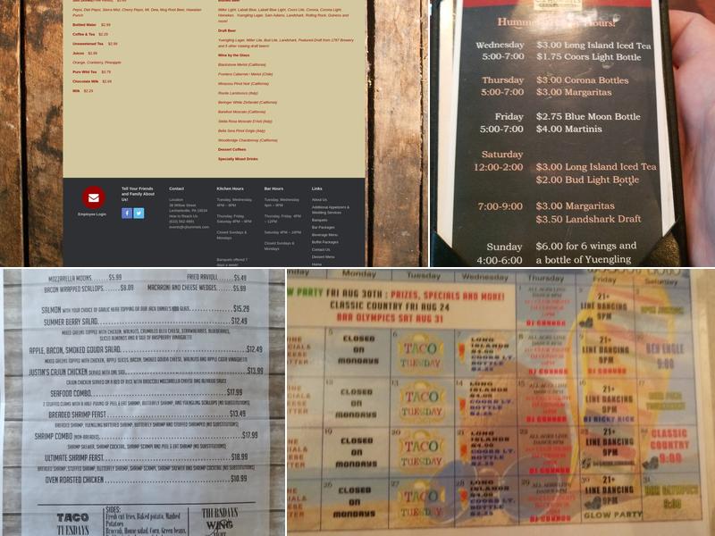 C.J. Hummels Restaurant Menu