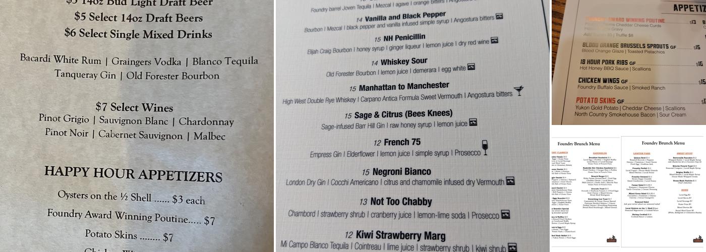 The Foundry Menu