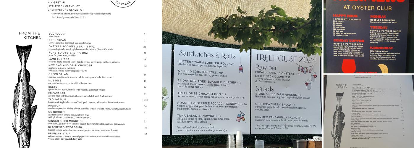 Oyster Club Menu