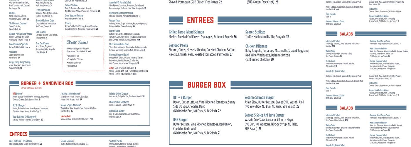 Red 36 Menu