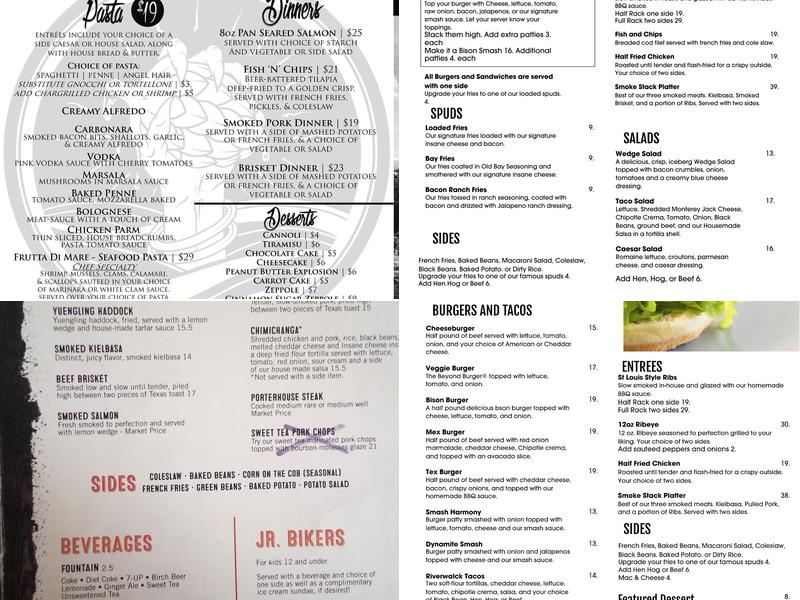 Riverwalck Saloon Menu