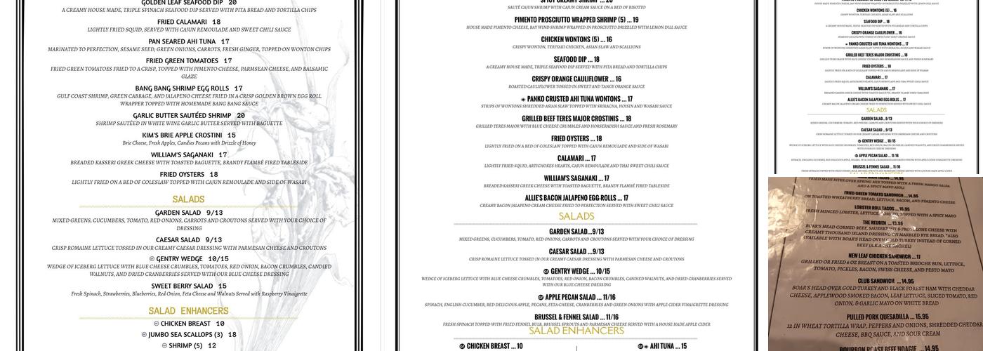 Golden Leaf Bistro Menu