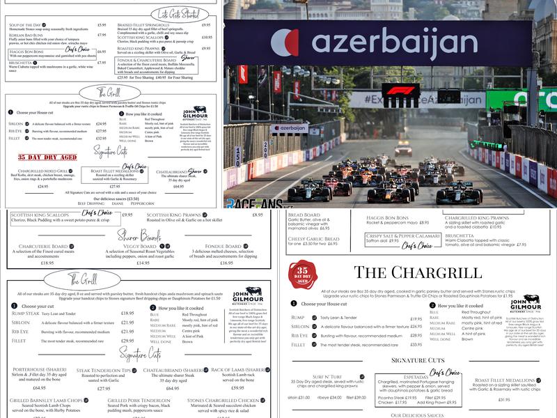 Stones Bar and Grill Menu