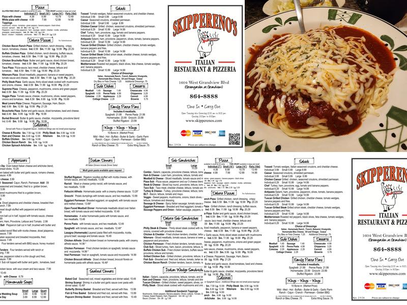 Skippereno's Italian Restaurant Menu