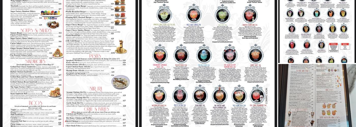 Sugar Factory - Foxwoods Menu