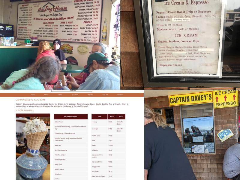 Captain Davey’s Coffee and Ice Cream Menu