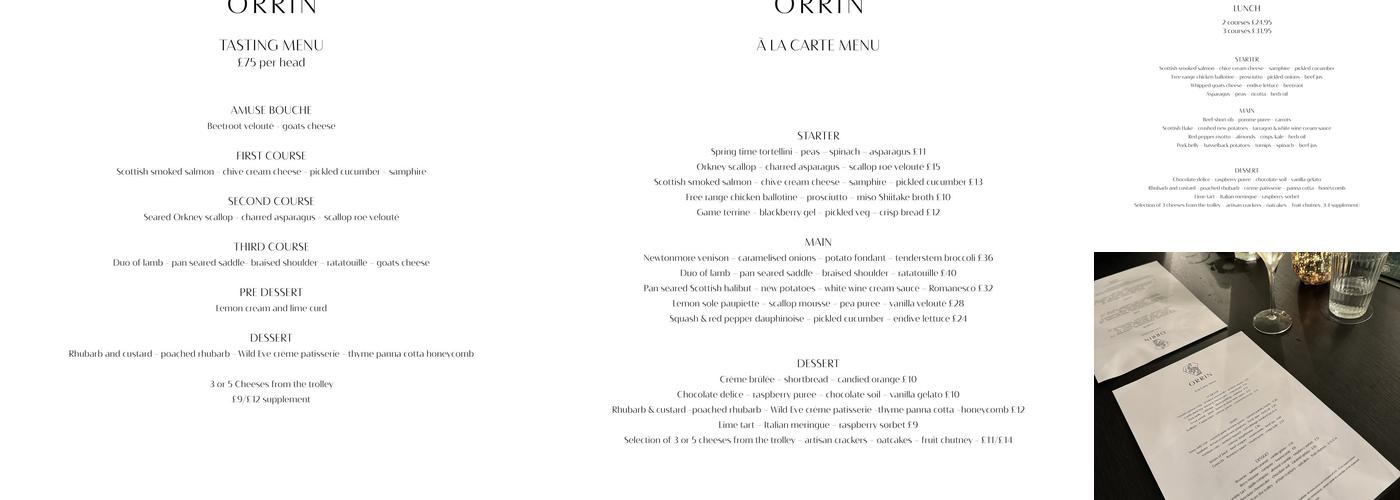 Orrin Restaurant & Bar Menu
