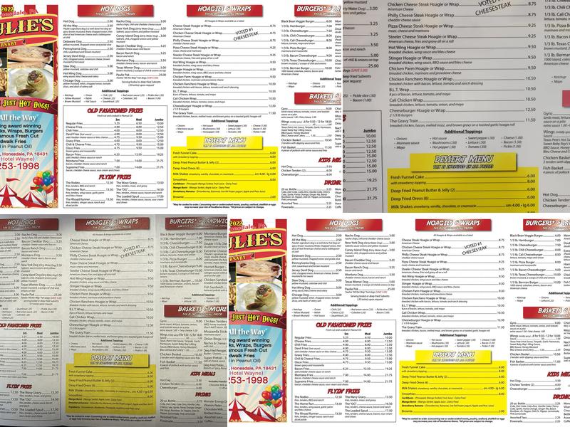 Paulie's Hot Dogs Menu