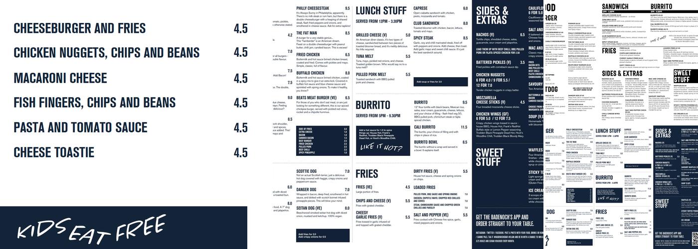 Badenoch's Menu