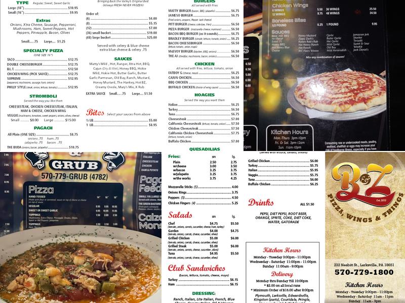 Rob's Pub & Grub Menu