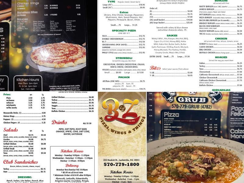 Rob's Pub & Grub Menu