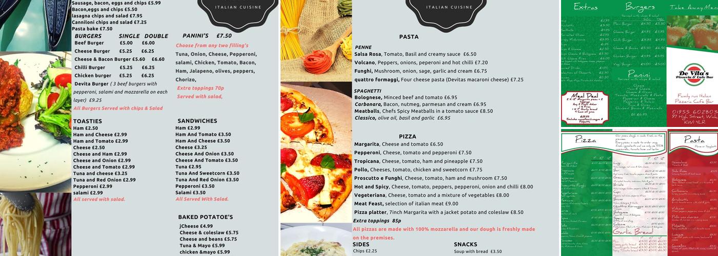 Devitas Pizzareia Menu