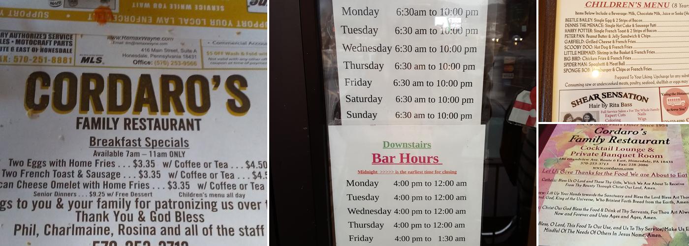 Cordaro's Restaurant and Bar Menu