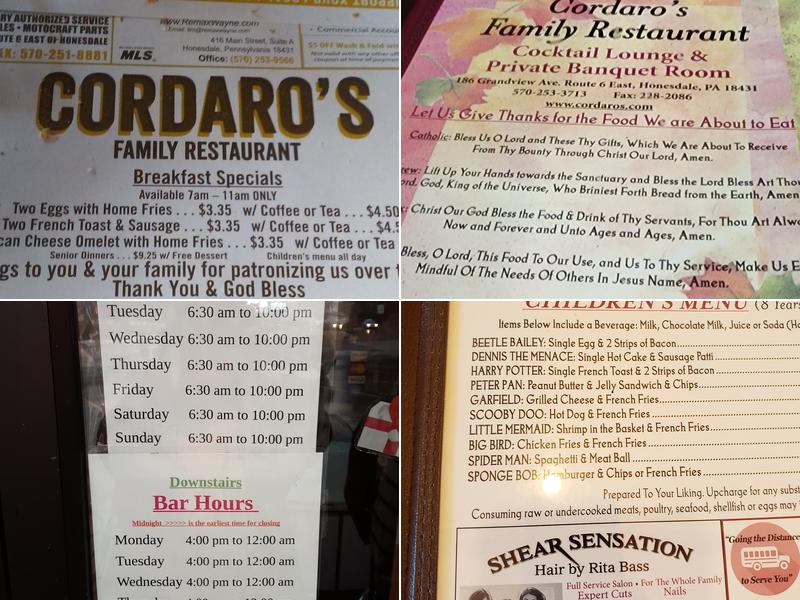 Cordaro's Restaurant and Bar Menu