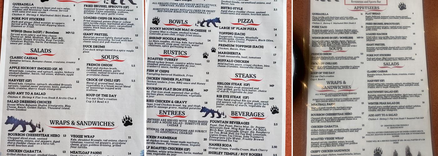 The Summit Restaurant Menu