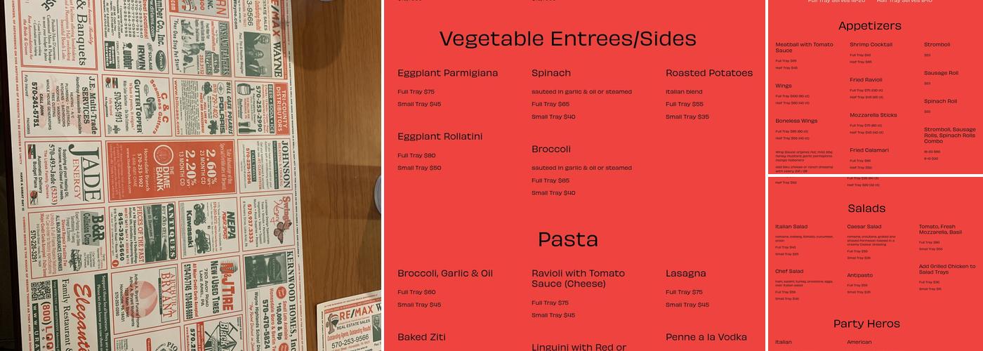 Eleganté Ristoranté & Pizzeria Menu