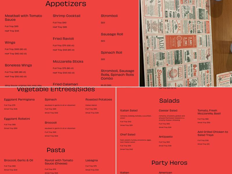 Eleganté Ristoranté & Pizzeria Menu