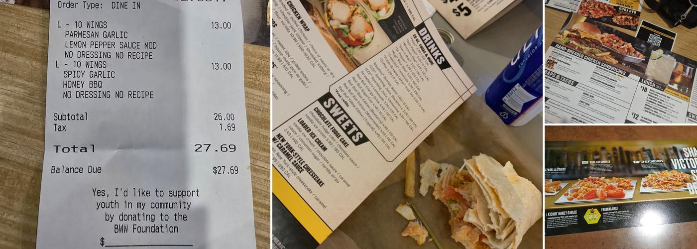 Buffalo Wild Wings Menu