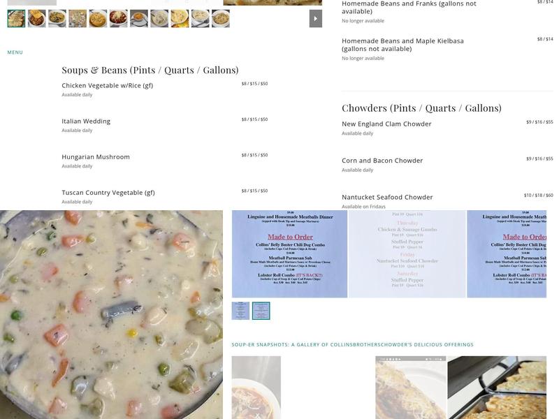 Collins Brothers Chowder Menu