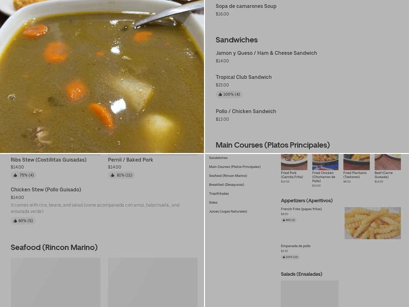 Tropical Point Restaurant & Bar Menu