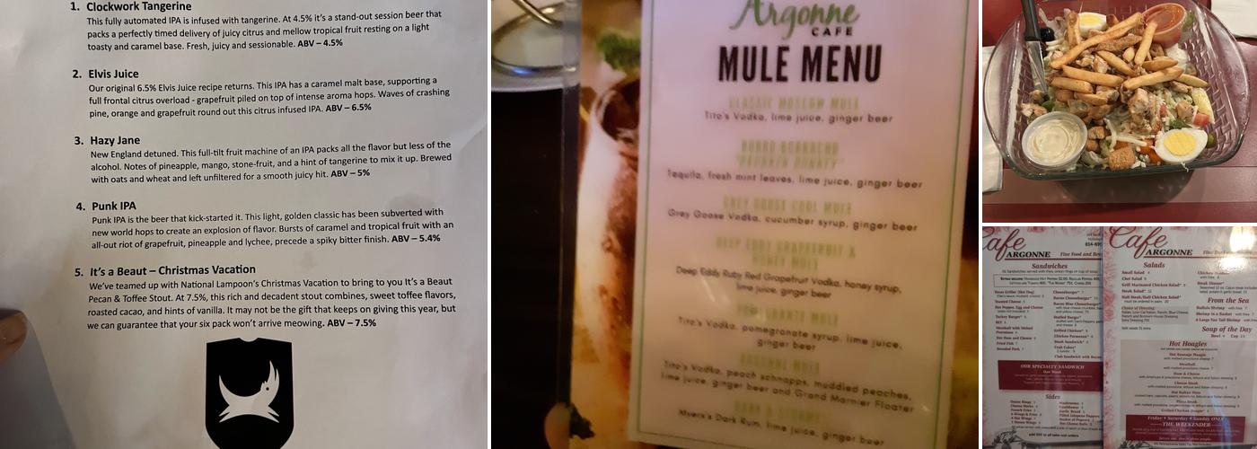 Argonne Café Menu