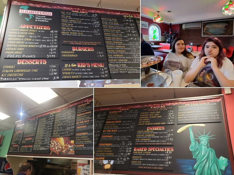 Elizabeth's Pizza Menu