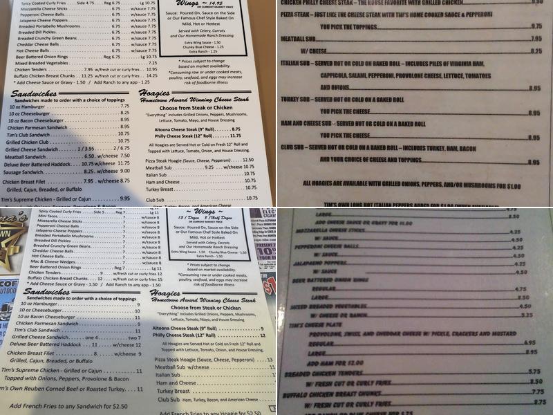 Tim's American Cafe Menu