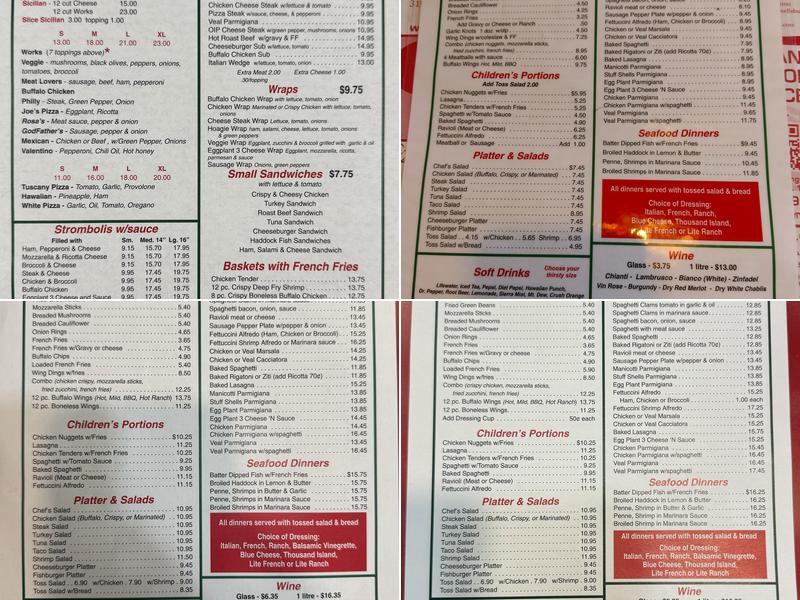 Original Italian Pizza Menu