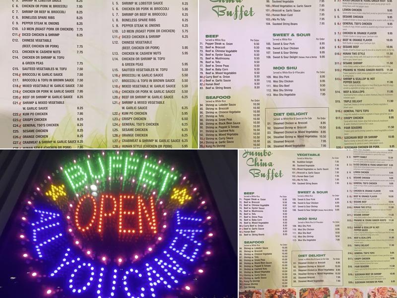 Jumbo China Buffet Menu