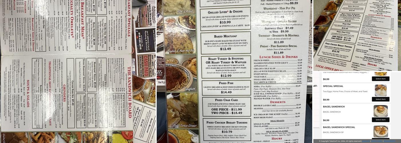 Tom & Joe's Restaurant Menu