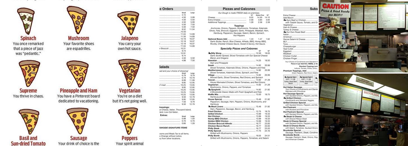 Brookside Pizza I, Loudon Menu