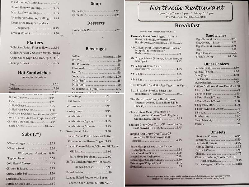 Northside Restaurant Menu