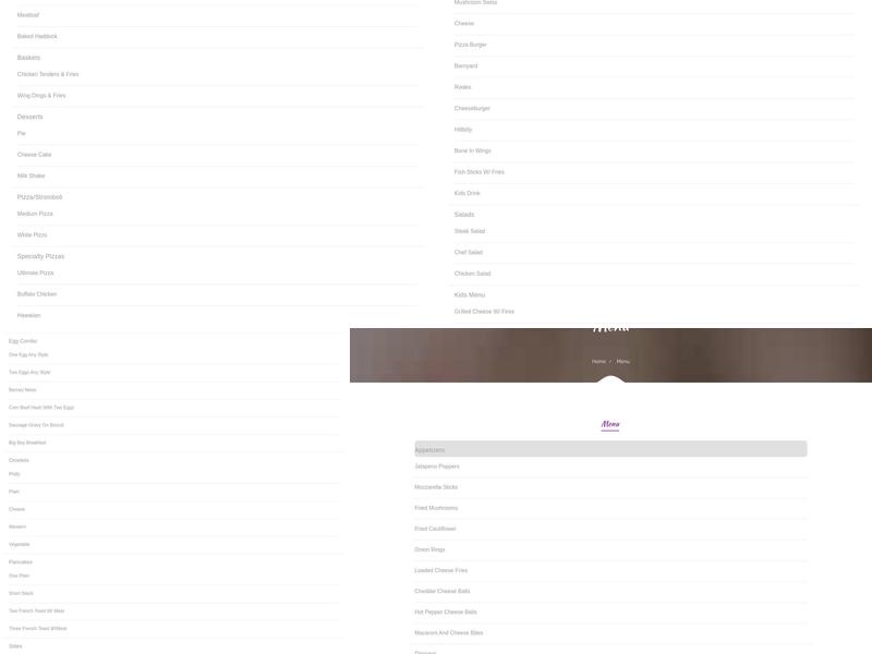 Sir Barney's Restaurant Menu