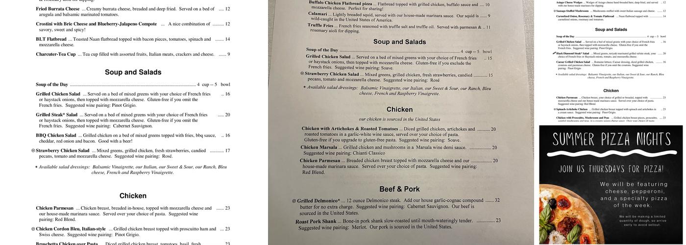 Moena Restaurant Menu