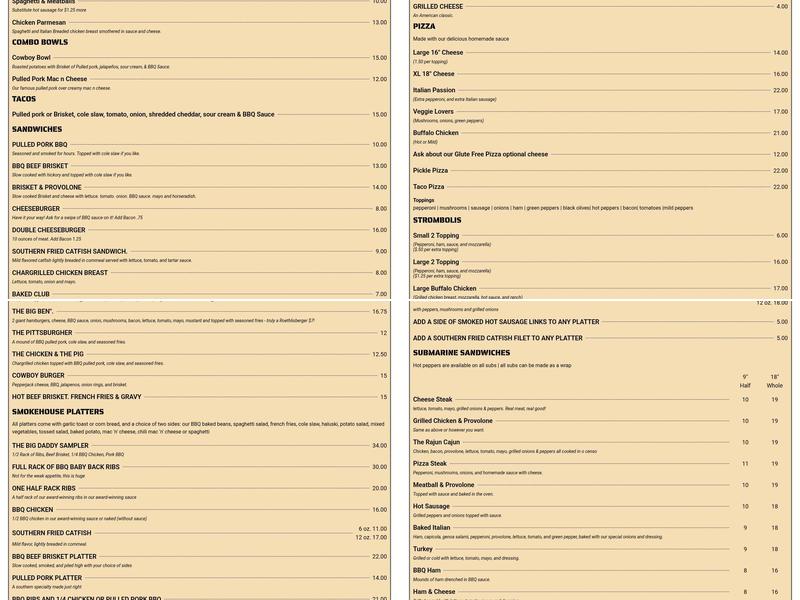 Gio's BBQ Menu