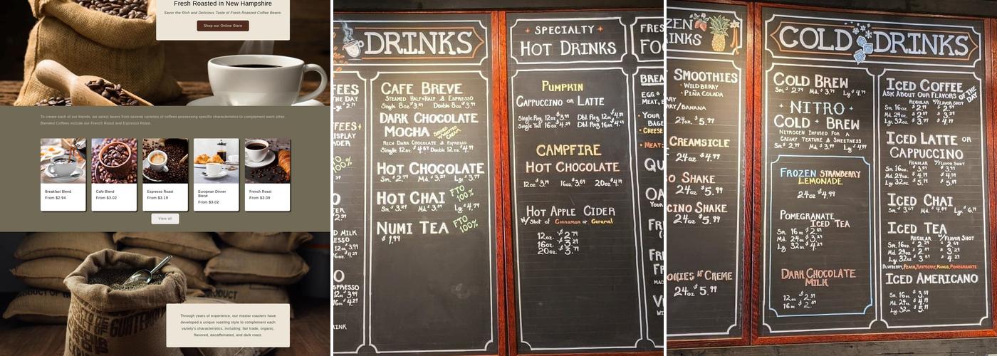White Mountain Gourmet Coffee Menu