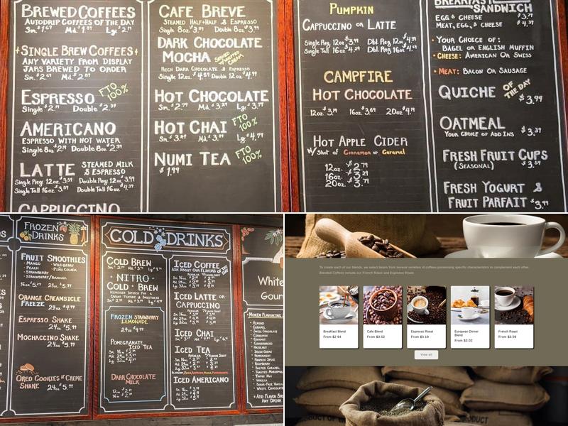 White Mountain Gourmet Coffee Menu