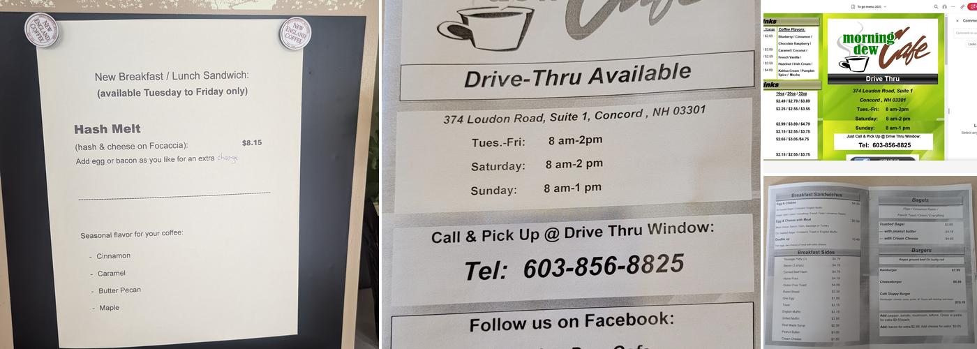 Morning Dew Cafe Menu