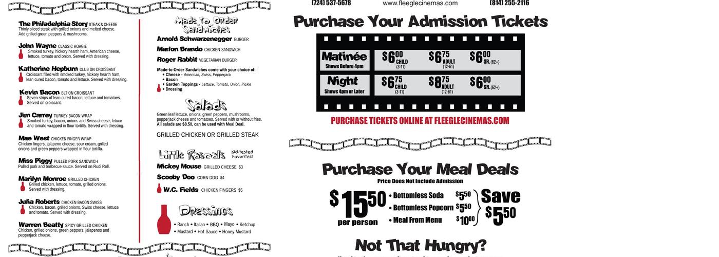 Latrobe 30 Theatre & Cafe Menu