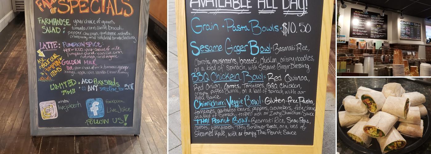 Live Juice Menu
