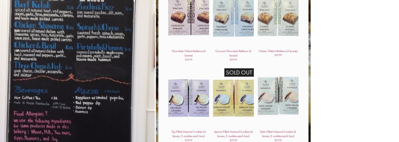 Aissa Sweets Menu