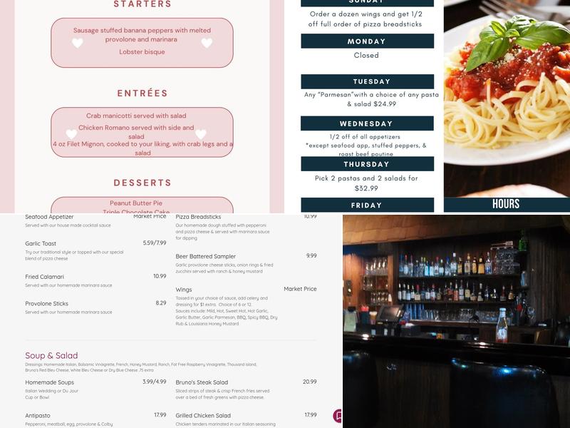 Bruno's Italian Restaurant Menu