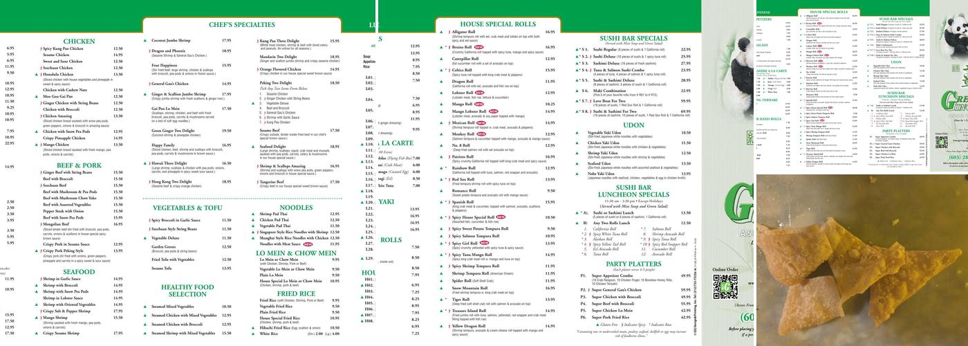 Green Ginger Menu