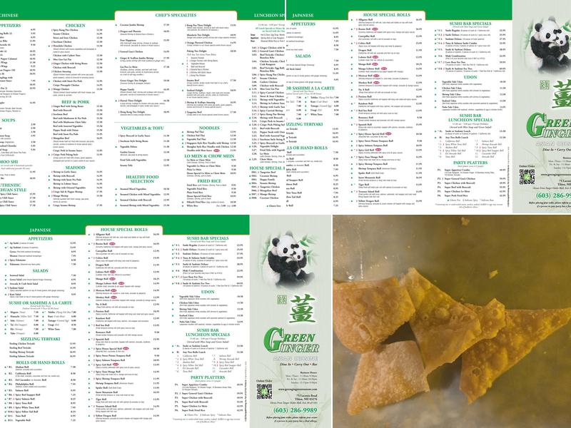 Green Ginger Menu